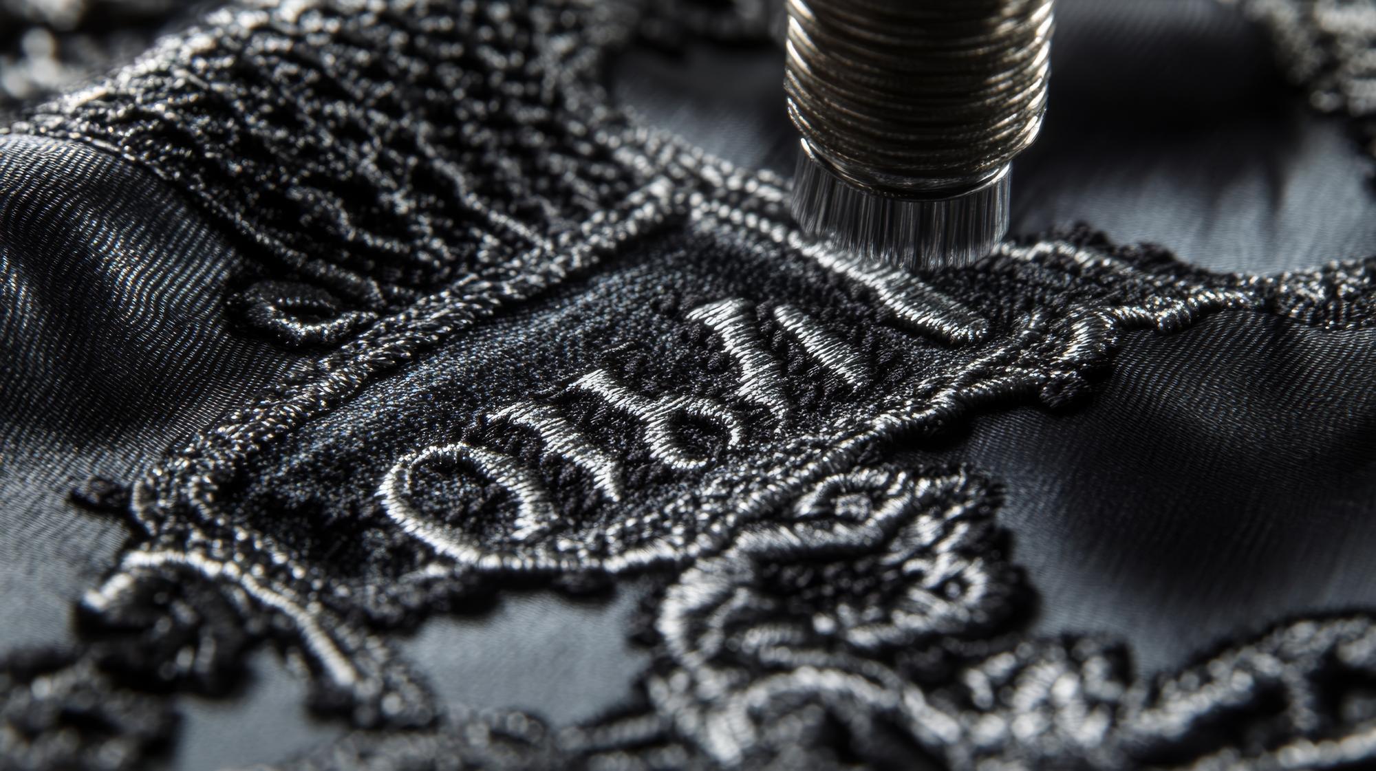 Monogram embroidery on denim pocket